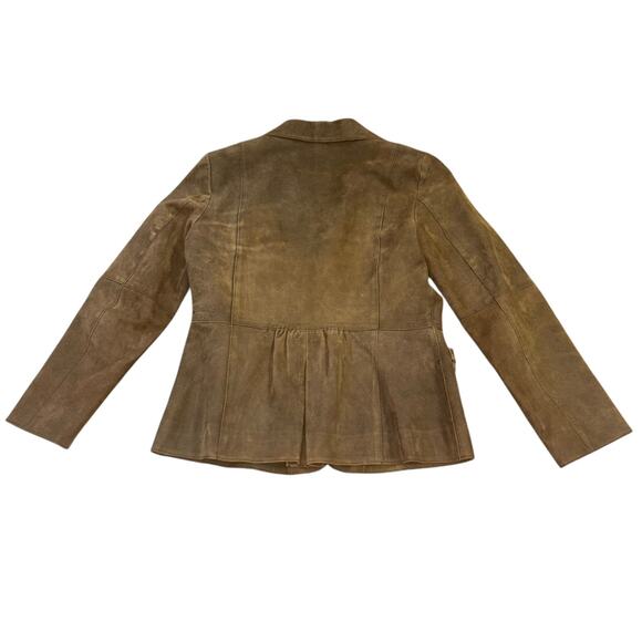 J. Jill Chocolate Brown 100% Leather Blazer Jacket Women’s XS Western Preppy - Picture 4 of 13